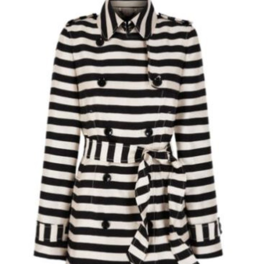 BANANA REPUBLIC Womens Trenchcoat Black Off-White